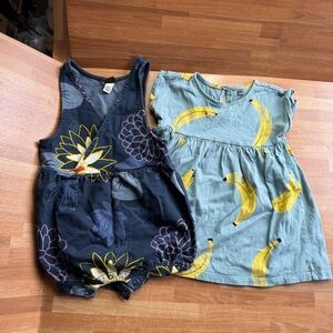 Tea collections bundle size 18-24mos cotton romper dress bananas